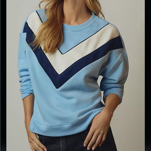 Maeve Tops - Maeve blue V-Striped Sweatshirt women’s L